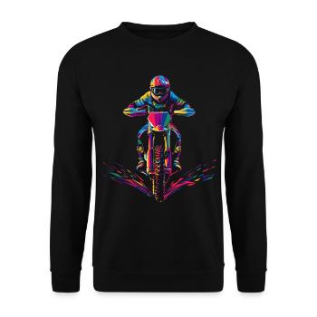 Dirt Bike Motocross Dirt Biking Biker Pop Art - Unisex Sweatshirt - black - Front - Alina (178cm) & Michal (187cm)