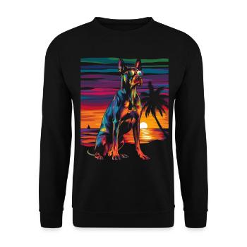 Doberman Dog Sunglasses Beach Sunset - Unisex Sweatshirt - black - Front - Alina (178cm) & Michal (187cm)
