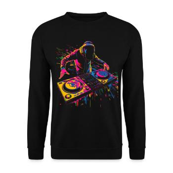 Dj Disc Jockey Turntable Pop Art - Unisex Sweatshirt - black - Front - Alina (178cm) & Michal (187cm)