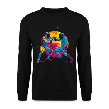 Fencing Fencer Pop Art - Unisex Sweatshirt - black - Front - Alina (178cm) & Michal (187cm)