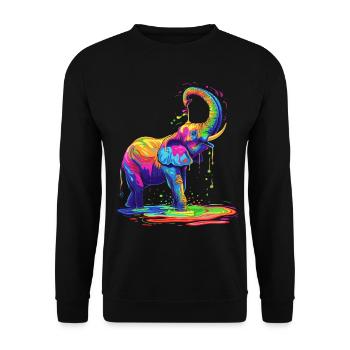 Elephant Animal Pop Art - Unisex Sweatshirt - black - Front - Alina (178cm) & Michal (187cm)
