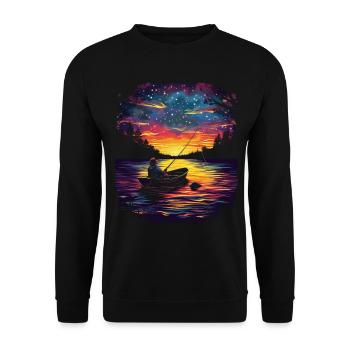 Fishing Fisherman Fisherman Pop Art - Unisex Sweatshirt - black - Front - Alina (178cm) & Michal (187cm)