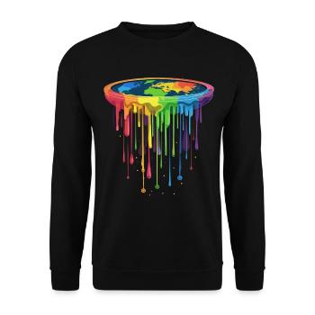 Flat Earth Conspiracy Theory Pop Art - Unisex Sweatshirt - black - Front - Alina (178cm) & Michal (187cm)