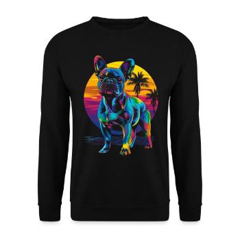 French Bulldog Frenchie Dog Beach Sunbathing - Unisex Sweatshirt - black - Front - Alina (178cm) & Michal (187cm)