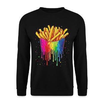 French Fries Potato Pop Art - Unisex Sweatshirt - black - Front - Alina (178cm) & Michal (187cm)