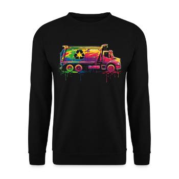 Garbage Trucker Recycling Garbage Truck Pop Art - Unisex Sweatshirt - black - Front - Alina (178cm) & Michal (187cm)