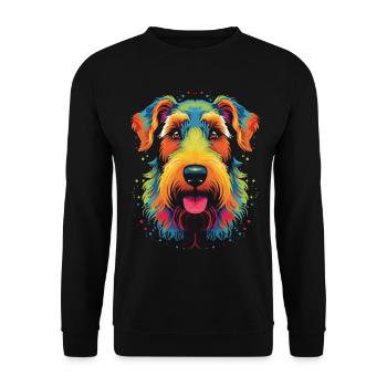 Airedale Terrier Dog Pop Art - Unisex Sweatshirt - black - Front - Alina (178cm) & Michal (187cm)