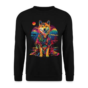 Akita Dog Kimono Japan Mountain Pop Art - Unisex Sweatshirt - black - Front - Alina (178cm) & Michal (187cm)