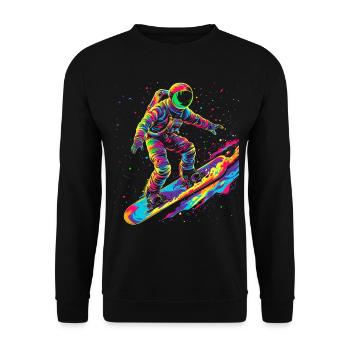 Astronaut Surfing Planet Space Pop Art - Unisex Sweatshirt - black - Front - Alina (178cm) & Michal (187cm)