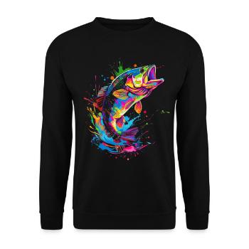 Bass Fishing Bass Fish Fisherman Pop Art - Unisex Sweatshirt - black - Front - Alina (178cm) & Michal (187cm)