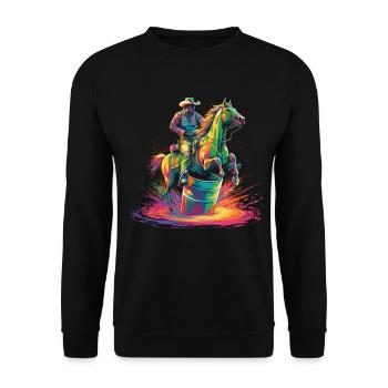 Barrel Racer Barrel Race Rodeo Pop Art - Unisex Sweatshirt - black - Front - Alina (178cm) & Michal (187cm)