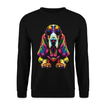 Basset Hound Dog Sunglasses Pop Art - Unisex Sweatshirt - black - Front - Alina (178cm) & Michal (187cm)