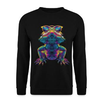 Bearded Dragon Lizard Reptile Sunglasses Pop Art - Unisex Sweatshirt - black - Front - Alina (178cm) & Michal (187cm)