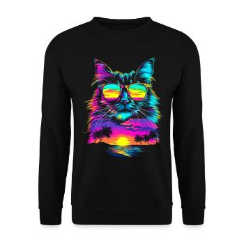 Lunettes de soleil chat birman plage coucher de soleil butt - Sweat-shirt Unisexe - noir - Devant - Alina (178cm) & Michal (187cm)