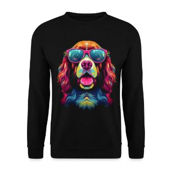 Brittany Spaniel Dog Eyeglasses Pop Art - Unisex Sweatshirt - black - Front - Alina (178cm) & Michal (187cm)