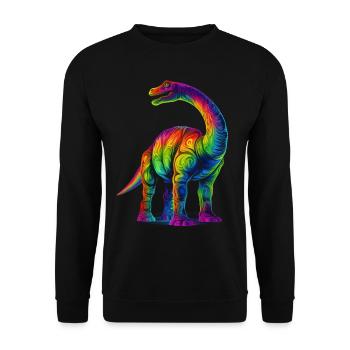 Brontosaurus Dinosaurier Pop Art - Unisex Pullover - Schwarz - Vorne - Alina (178cm) & Michal (187cm)