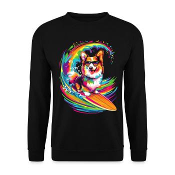 Corgi Dog Surfing Sunglasses Pop Art - Unisex Sweatshirt - black - Front - Alina (178cm) & Michal (187cm)