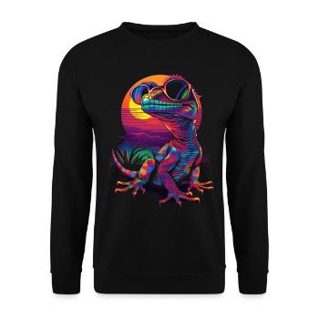 Crested Gecko Lizard Sunglasses Sunset - Unisex Sweatshirt - black - Front - Alina (178cm) & Michal (187cm)