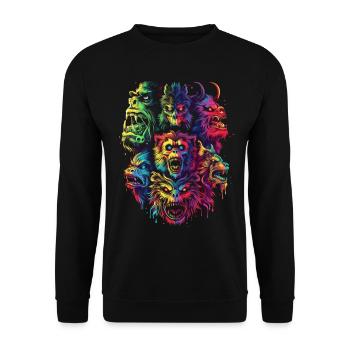 Kryptozoologie Kryptiden-Verschwörung Pop Art - Unisex Pullover - Schwarz - Vorne - Alina (178cm) & Michal (187cm)