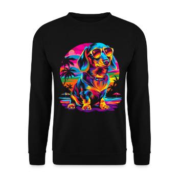 Dachshund Dog Sunglasses Beach Sunset Butt - Unisex Sweatshirt - black - Front - Alina (178cm) & Michal (187cm)