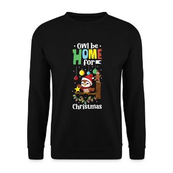 La chouette rentre à la maison pour Noël - Weihnachten Eule - Sweat-shirt Unisexe - noir - Devant - Alina (178cm) & Michal (187cm)