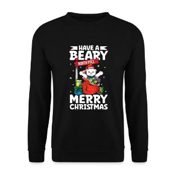 Passez un joyeux Noël avec un ours - Ours de Noël - Sweat-shirt Unisexe - noir - Devant - Alina (178cm) & Michal (187cm)