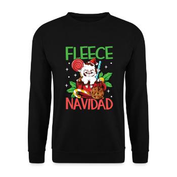 Fleece Navidad - Weihnachten Lama - Unisex Pullover - Schwarz - Vorne - Alina (178cm) & Michal (187cm)