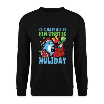 Have a fin-tastic holiday - Christmas Dolphin - Unisex Sweatshirt - black - Front - Alina (178cm) & Michal (187cm)