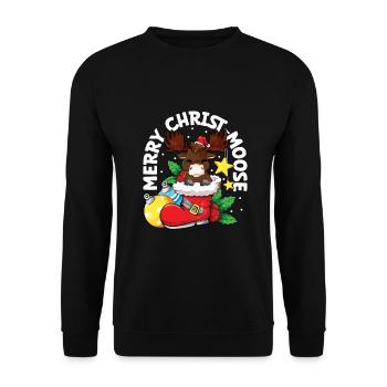 Merry Christ-moose - Christmas Moose - Unisex Sweatshirt - black - Front - Alina (178cm) & Michal (187cm)