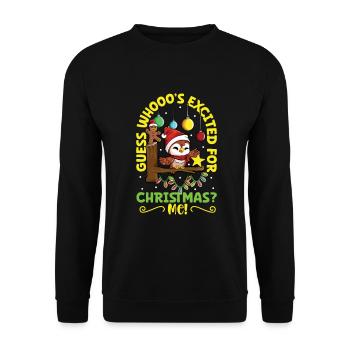 Devinez qui est excité pour Noël - Eule - Sweat-shirt Unisexe - noir - Devant - Alina (178cm) & Michal (187cm)