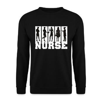 Nurse Krankenschwester Spruch Statement Beruf - Unisex Pullover - Schwarz - Vorne - Alina (178cm) & Michal (187cm)