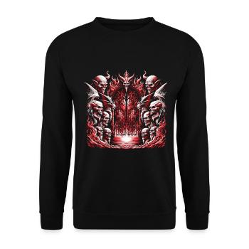 Dämonen und Höllentore - Unisex Pullover - Schwarz - Vorne - Alina (178cm) & Michal (187cm)