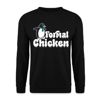 Funny Meme Penguin Lover Formal Chicken Illust - Unisex Sweatshirt - black - Front - Alina (178cm) & Michal (187cm)