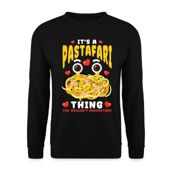 Fliegendes Spaghettimonster FSM - Unisex Pullover - Schwarz - Vorne - Alina (178cm) & Michal (187cm)