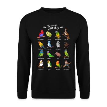 Lots of colorful birds - Unisex Sweatshirt - black - Front - Alina (178cm) & Michal (187cm)