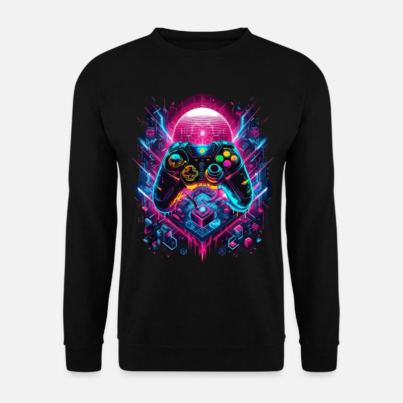 Vibrant Cyberpunk Gaming Controller Graphics - Unisex Sweatshirt - black