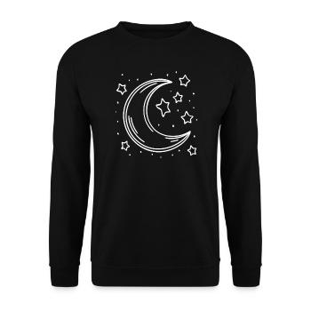 Halbmond Mondsichel Mond und Sterne - Unisex Pullover - Schwarz - Vorne - Alina (178cm) & Michal (187cm)