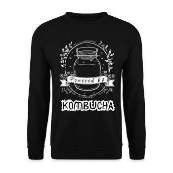 Angetrieben von KOMBUCHA - Unisex Pullover - Schwarz - Vorne - Alina (178cm) & Michal (187cm)