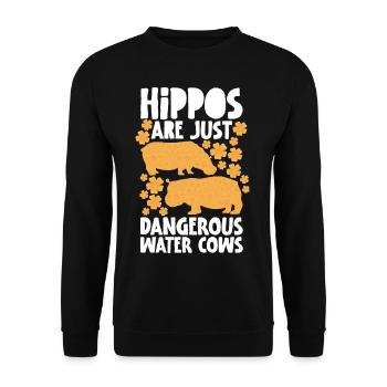 Nilpferde sind nur gefährliche Wasserkühe Nilpferd - Unisex Pullover - Schwarz - Vorne - Alina (178cm) & Michal (187cm)