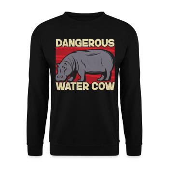 Hippopotame drôle dangereuse vache d’eau graphique pour - Sweat-shirt Unisexe - noir - Devant - Alina (178cm) & Michal (187cm)