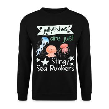 Quallen sind nur geizige Meeresgummis Lustige Qual - Unisex Pullover - Schwarz - Vorne - Alina (178cm) & Michal (187cm)