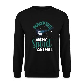 Lieblingstier - Elster - Unisex Pullover - Schwarz - Vorne - Alina (178cm) & Michal (187cm)