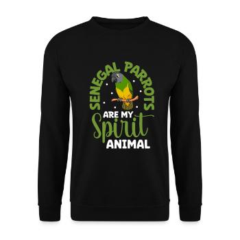 Lieblingstier - Senegalpapagei - Unisex Pullover - Schwarz - Vorne - Alina (178cm) & Michal (187cm)