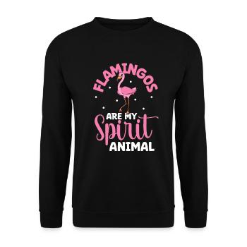 Lieblingstier - Flamingo - Unisex Pullover - Schwarz - Vorne - Alina (178cm) & Michal (187cm)