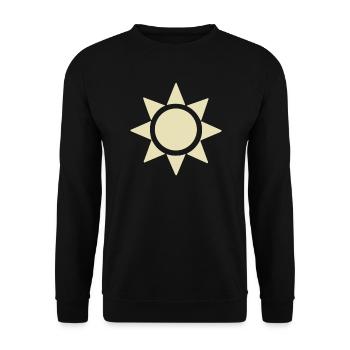 Abstrakte Sonne Sonnenschein Abstrakte Kunst - Unisex Pullover - Schwarz - Vorne - Alina (178cm) & Michal (187cm)