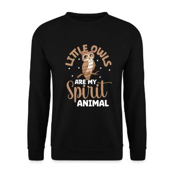 Lieblingstier - Steinkauz - Unisex Pullover - Schwarz - Vorne - Alina (178cm) & Michal (187cm)