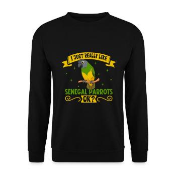 J’adore mon perroquet du Sénégal - Sweat-shirt Unisexe - noir - Devant - Alina (178cm) & Michal (187cm)