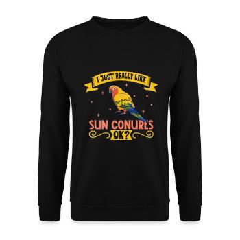I love my sun parakeet - Unisex Sweatshirt - black - Front - Alina (178cm) & Michal (187cm)