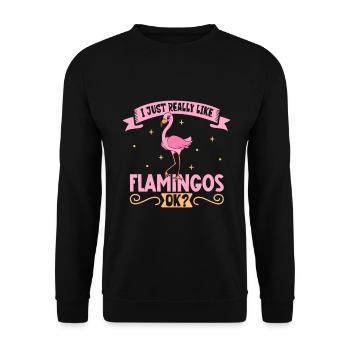I love my flamingo - Unisex Sweatshirt - black - Front - Alina (178cm) & Michal (187cm)