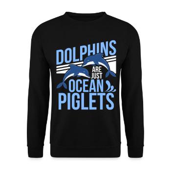 Les dauphins ne sont que des porcelets de l’océan, les dauphins sont de l’océan - Sweat-shirt Unisexe - noir - Devant - Alina (178cm) & Michal (187cm)